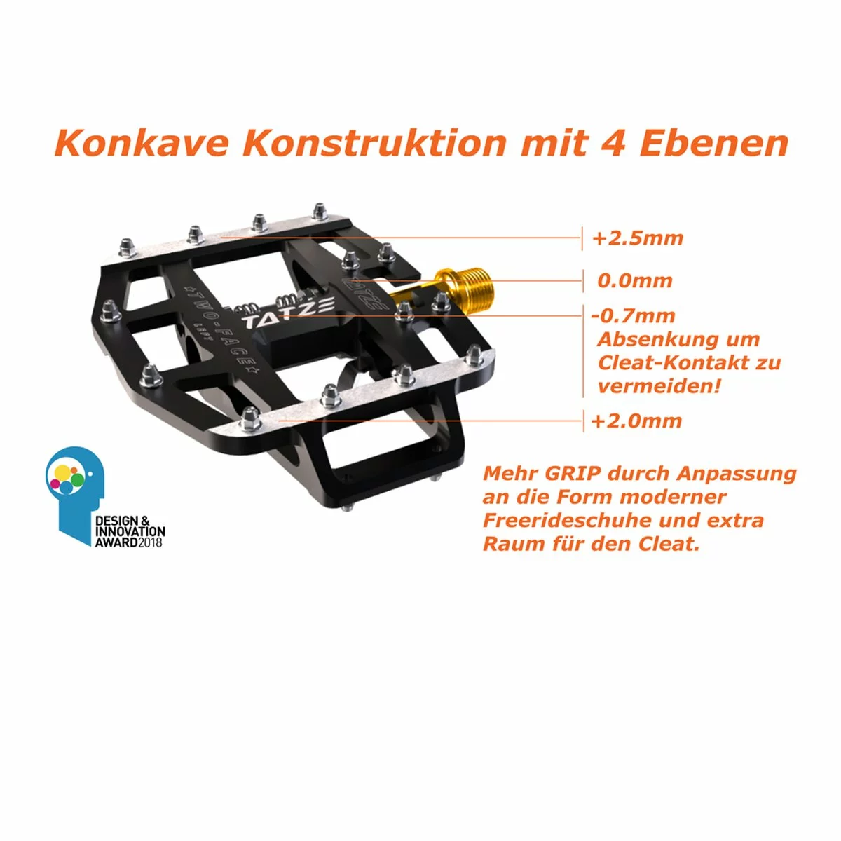 Tatze-Bike Tatze Pedal MTB TWO-FACE Titan Plattform/SPD, Schwarz, 14 Pins 6 Tatze-Bike Tatze Pedal MTB TWO-FACE Titan Plattform/SPD, Schwarz, 14 Pins – Bild 4