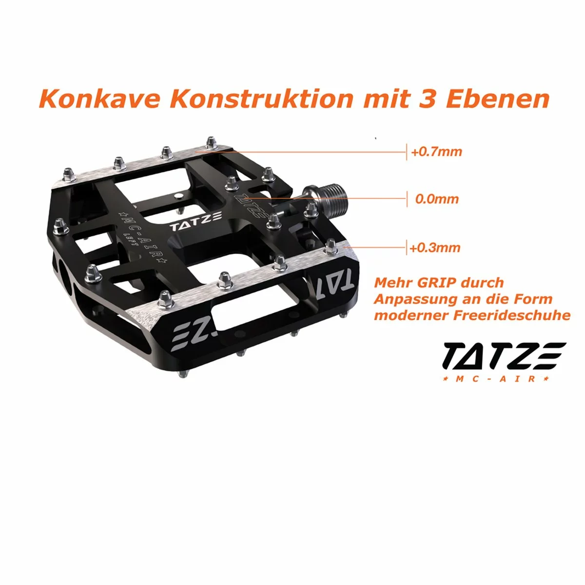 Tatze-Bike Tatze Pedal MTB MC-AIR Plattform Schwarz 14 Pins Je Seite 6 Tatze-Bike Tatze Pedal MTB MC-AIR Plattform Schwarz 14 Pins Je Seite – Bild 4