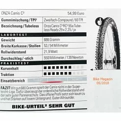 Reifen Onza 29x2.25 Canis, (57-622 - 29er) 7 Reifen Onza 29x2.25 Canis, (57-622 - 29er) -Rennrad handeln mtb reifen onza canis mountainbikereifen onza reifen onza tires reifen onza 29x225 canis 57 622 29er c3 120 tubelessready faltbar 76401398319343
