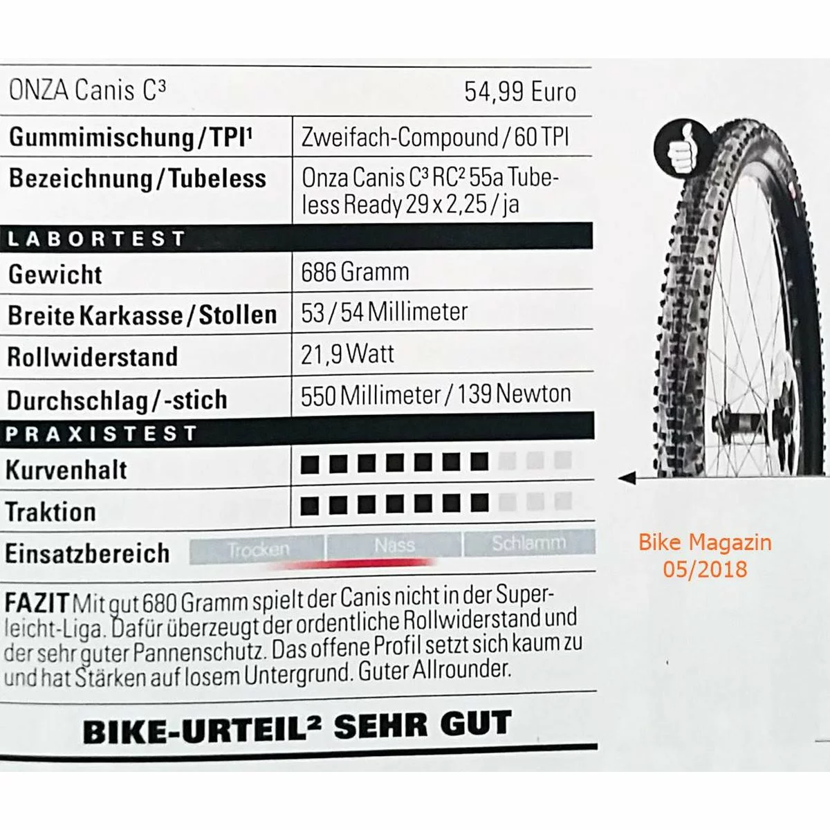 Reifen Onza 29x2.25 Canis, (57-622 - 29er) 5 Reifen Onza 29x2.25 Canis, (57-622 - 29er) – Bild 3