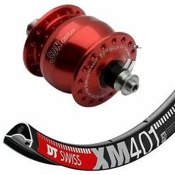 Laufrad Mit Nabendynamo SondeLux MTB Disc, Centerlock, Rot