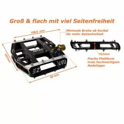 Tatze-Bike Tatze Pedal MTB MC-AIR Titan Plattform, Schwarz, 14 Pins Je Seite -Rennrad handeln tatze pedal mtb mc air titan plattform schwarz 14 pins je seite6